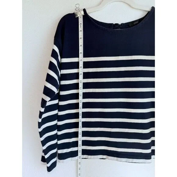 J.Crew Women's Mariner Cloth Bow Back Striped Long Sleeve Top in Navy & White S - Picture 10 of 12